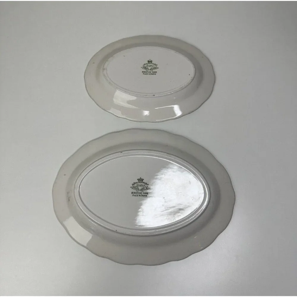 Pair of Vintage Corona Ironstone Ware Small and Medium Platter Grape Cluster
